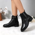thumbnail image 3 of Puntoco Women's Chelsea Dress Boots Square Toe Ankle Boots for Women Lace Up Business Work Shoes Black 9.5, 3 of 7
