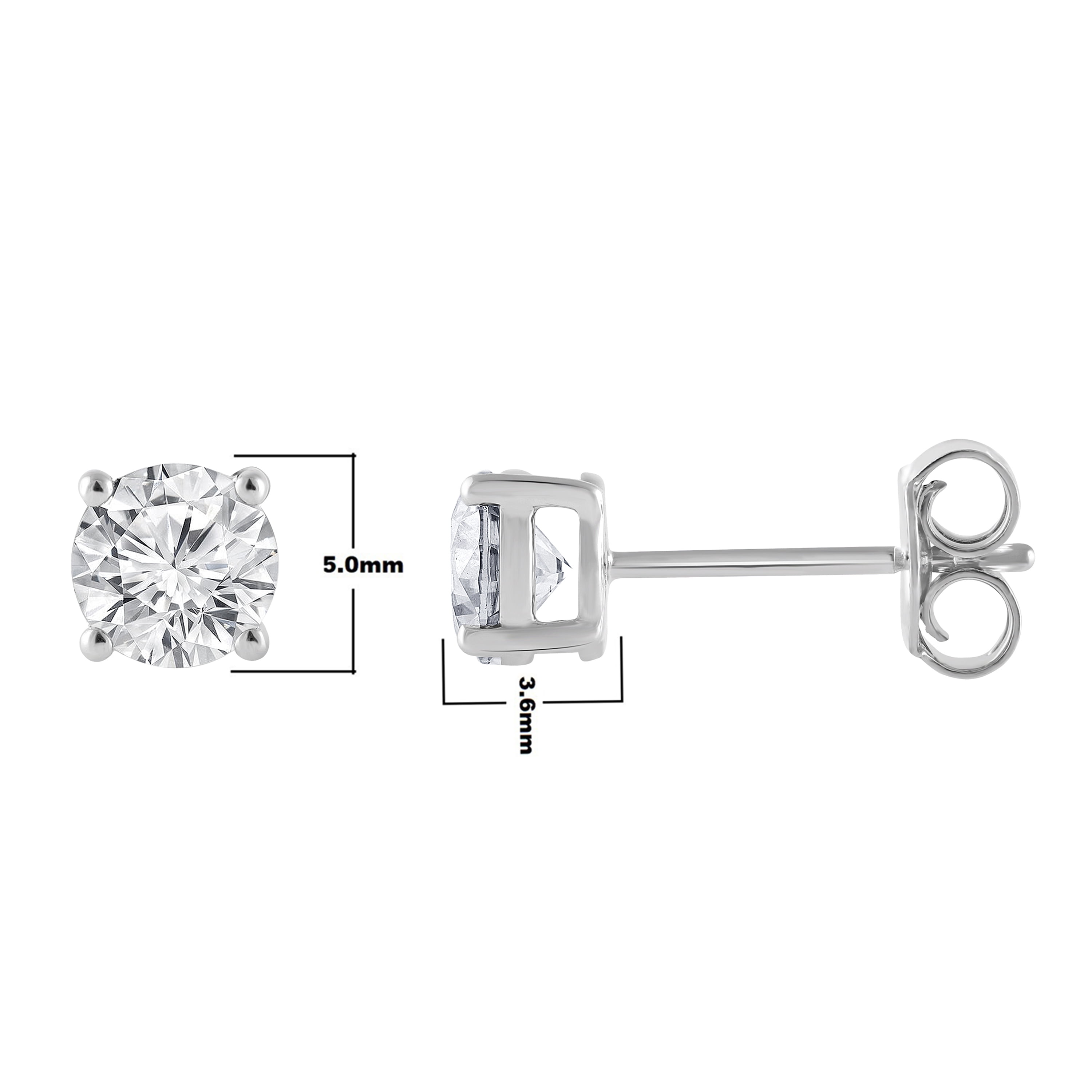 Unique Moments 1 Ct Round Lab Grown Diamond Stud Earrings in 10K White Gold for Women (J, SI-I1)