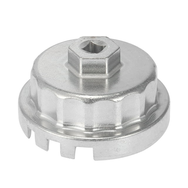Coche Aceite Filtro Llave Tapa 14 Ranuras 4 Ranuras 64,5mm Plateado Tono