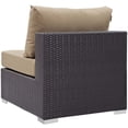 thumbnail image 5 of Contemporary Modern Urban Designer Outdoor Patio Balcony Garden Furniture Lounge Sofa, Chair and Coffee Table Fire Pit Set, Fabric Rattan Wicker, Light Brown, 5 of 8