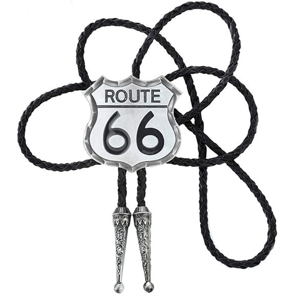 Vintage White Crack Triangle Bolo Tie for Men with Silver Bolo Tie Tips