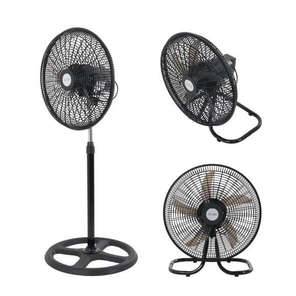 Ventilador 3 en 1 Pedestal Piso y Pared con 3 Velocidades de Potencia y 5 Aspas de Polipropileno Ventilador Oscilatorio Silencioso de Altura Ajustable 18 pulgadas 50W