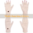 thumbnail image 2 of 1Pair Winter Fashion Women Gloves Warm Wool Windproof Knitted Convertible Fingerless Mittens, 2 of 6