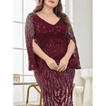 thumbnail image 2 of AURA Plus Size Sequin Round Neck Evening Gown Long Sleeve Elegant Slim Fit Formal Party Maxi Dress, 2 of 6