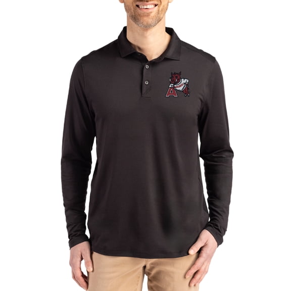 Men's Cutter & Buck  Black Arkansas Razorbacks Vault Coastline Epic Comfort Long-Sleeve Polo