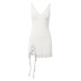thumbnail image 4 of XIAONU Sleeveless Wrap Dress For Women Ruffle Hem Asymmetrical Slim Mini Dress, 4 of 5