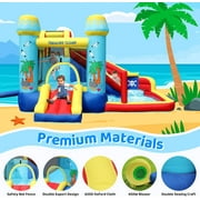 Arlopu Kids Inflatable Bounce House Water Slide with Blower, Children Outdoor Play Water Park with Splash Pool, Climbing Wall & Bouncing Area for Little Girls Boys 3-8 Years
