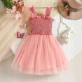 thumbnail image 5 of Tqyyweavej Girl Summer Dresses Ruffle Sleeveless Flower Strap Princess Sundress Cute Pleated Toddler Girl Tutu Dress 3-10T, Pink, 5 of 10