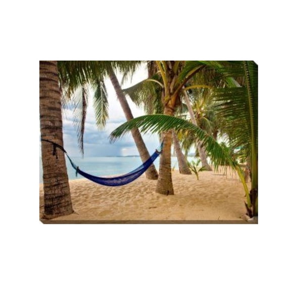 Outdoor Living and Style Green and Blue Hammock Outdoor Canvas Rectangular Wall Art Decor 30" x 40"