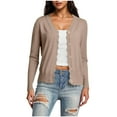 thumbnail image 2 of BiZtdJrK Mothers Day Gifts! Women's Button Down Knit Shrugs Sweater Solid Casual Long Sleeve V-Neck Cardigans Fall Going Out Tops Khaki S, 2 of 9