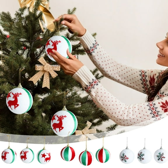 Christmas Ball Ornaments 3 Pcs - 3 inch Large Shatterproof Christmas Balls, Exquisite Decorations Indoor, Premium Holiday Party Hanging Ornaments for Xmas Tree, Wreath, Vines, Green