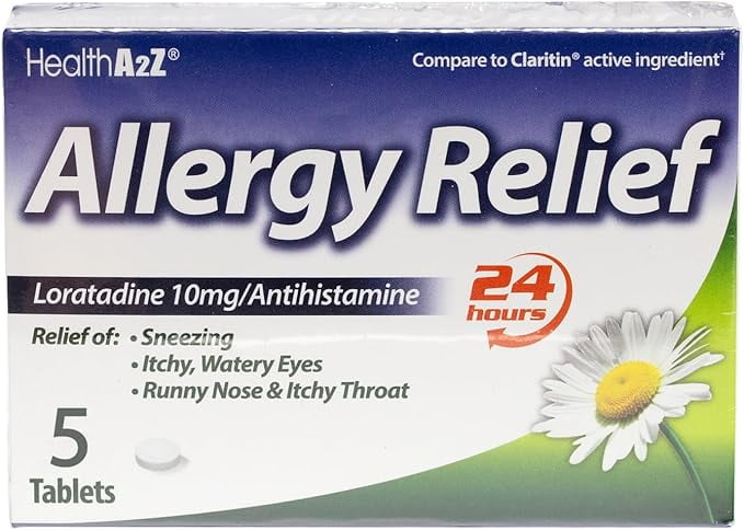 HealthA2Z® Allergy Relief | Loratadine 10mg | Antihistamine | 24-Hour Allergy Medicine | 5 Tablets (Pack of 24) | 120 Tablets Total | Value Pack