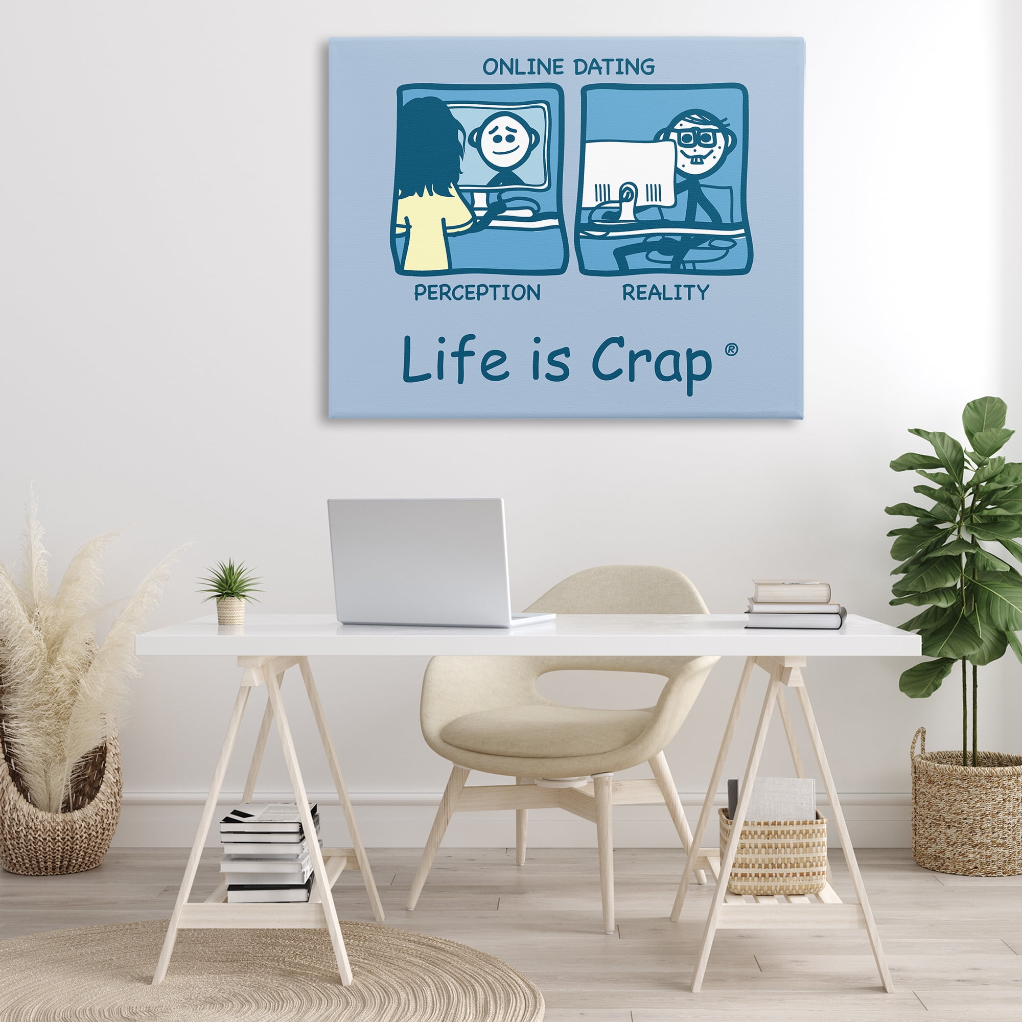 Stupell Industries Perception and Reality Dating Novelty & Humor Painting Wrapped Canvas Art Print Wall Art, 48 x 36