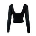 thumbnail image 6 of hirigin Women's Long Sleeve Cropped Tops, Solid Color Low Cut Backless Show Navel Slim Fit T-Shirt, 6 of 9