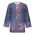 thumbnail image 5 of Fiudx Ofertas de La Semana Blusa Informal de Manga 3/4 con Botones y Estampado de Cuello para Mujer, 5 of 5