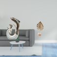 thumbnail image 2 of Escultura blanca de cerámica, estatua de delfín, escultura de hoja, estatua de hoja de metal, decoración abstracta, arte moderno, para gabinete, 2 of 8