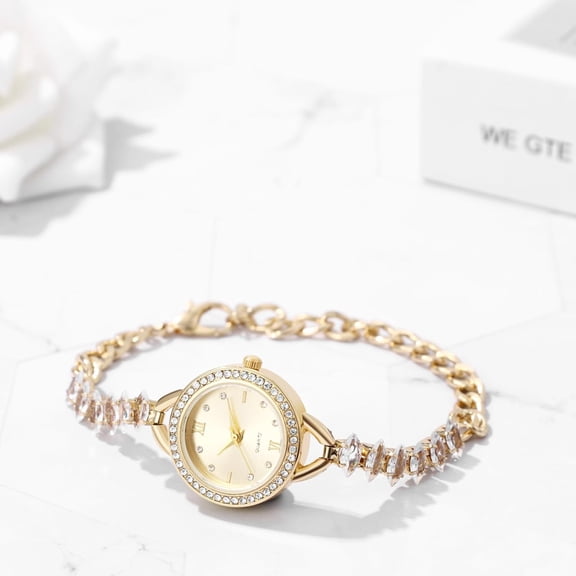JINYUN-Women's Bracelet Wrist Watches: Ladies Elegant Slim Strap Rhinestones Analog Quartz Watch for Women