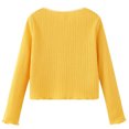 thumbnail image 3 of Spazoro Kids Girls Shirts Tee, Crew Neck Long Sleeve 2025 Solid Color Casual Loose Tops for Child Girls Yellow Size 2 T, 3 of 3