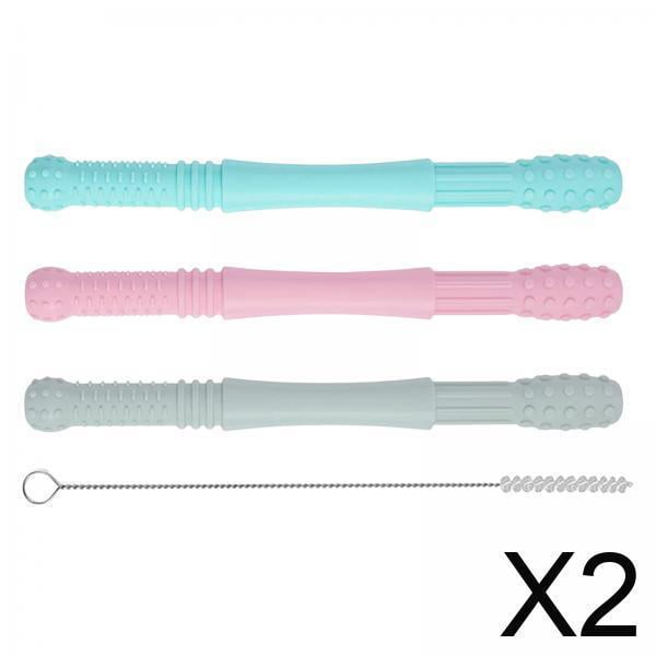 Tubos huecos para mordedores,Tubos de mordedor huecos Palillo de muelas para bebés Dentición,Tubo de dentición de silicona para bebés,juguetes para masticar con pajitas,Tubo de dentición
