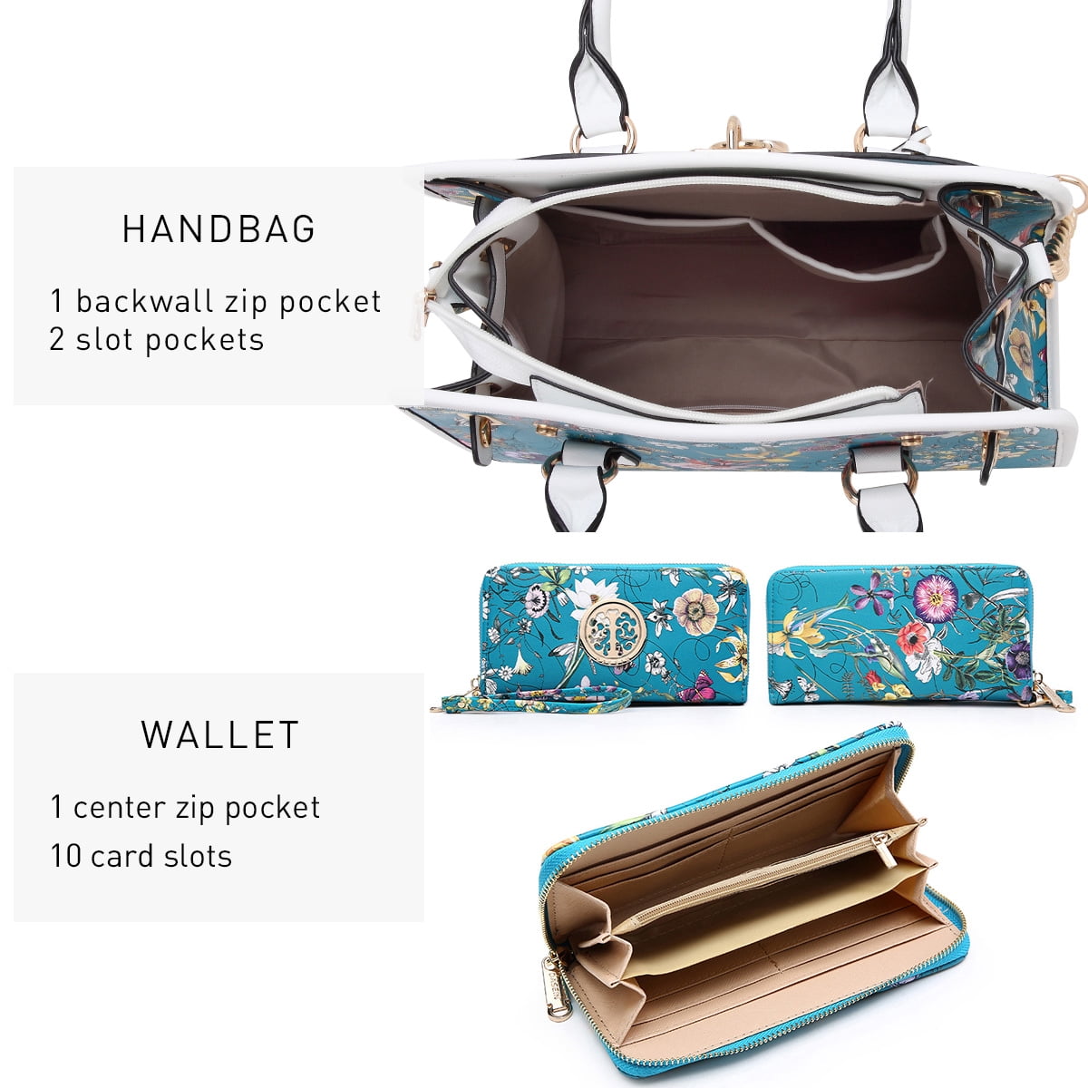 DASEIN Women Handbags Top Handle Satchel Purse Shoulder Bag Briefcase Hobo Bag Set 2pcs