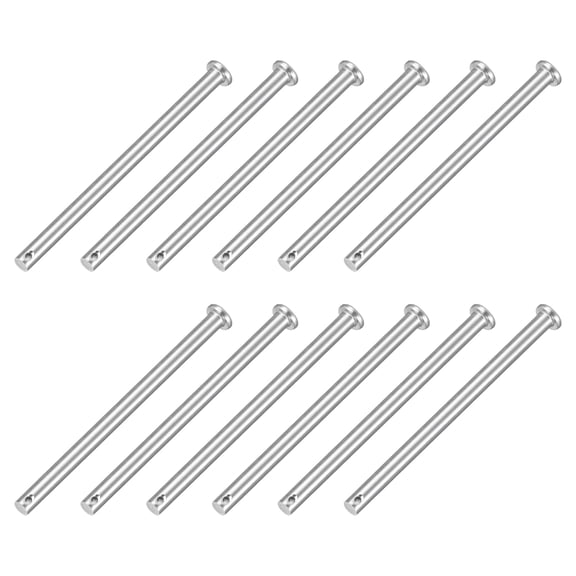 12Pcs 1/4" x 4" Single Hole Clevis Pins, 304 Stainless Steel Flat Head Pins