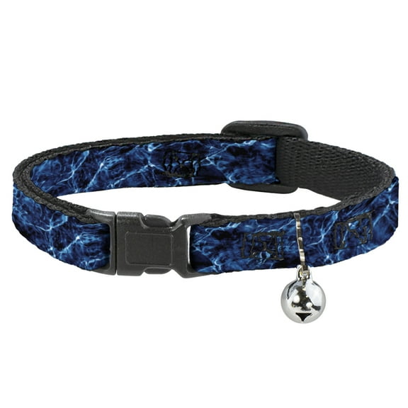 Mossy Oak Breakaway Cat Collar With Bell, Plastic Clip, Easy Adjustable, Mossy Oak Elements Marlin Agua Camo Blue, 8.5 to 12 Inches 0.5 Inch Wide
