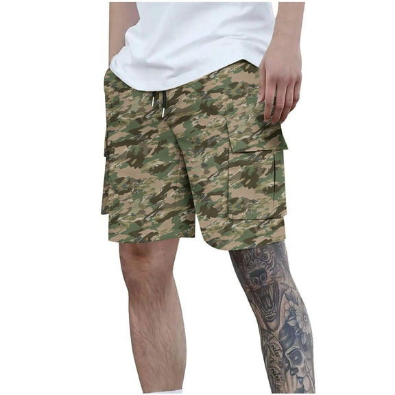 Iyufng Mens Shorts Athletic,Men's Shorts Summer Camouflage Print Beach Casual Five-point Sports Shorts Pants