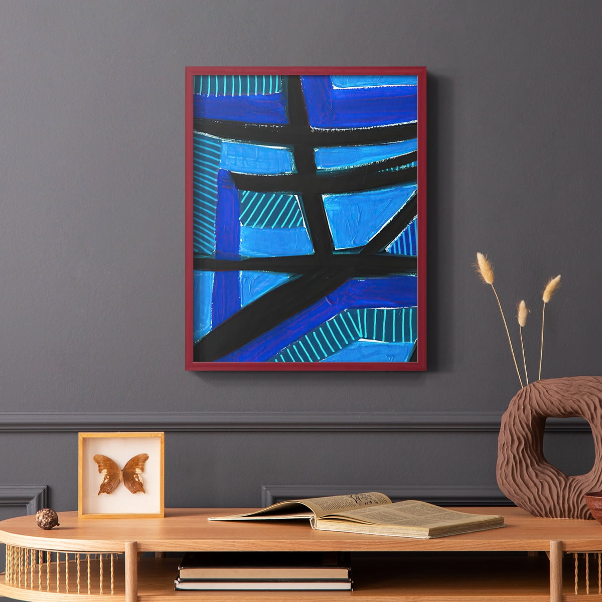 Involved Blues I Framed Print in Red Solid Wood Framed Print No Nail Hanging
