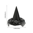 thumbnail image 3 of EUDIDV Halloween Decorations Halloween Party Witch Hat Lace Face Cover Wizard Witch Hat Polyester Taffeta Hat Costume Sale Clearance, 3 of 6