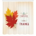 thumbnail image 3 of Quote Shower Curtain, Be Grateful and Give Thanks Message Appreciation Themed Design with Maple Leaves, Fabric Bathroom Set with Hooks, 69W X 75L Inches Long, Multicolor, by Ambesonne, 3 of 3