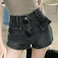 thumbnail image 3 of REALiKUN Denim Shorts Womens Summer Jeans Short Pants Casual Low Rise Button Up Stretch Jeans Streetwear with Pockets, 3 of 6