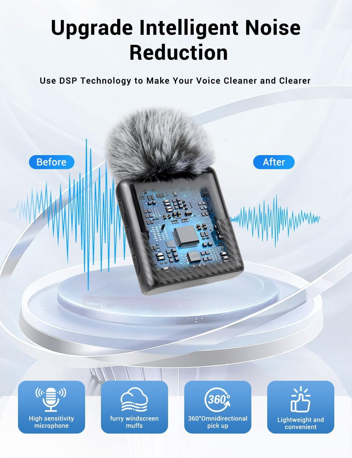 Unbranded Mini Wireless Lavalier Microphone for iPhone, iPad, Android Phone, Noise Reduction Plug and Play Magnetic Clip on Lapel Mic for Video Recording Podcast Vlogging