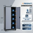 thumbnail image 6 of Fesbos Metal Storage Cabinet, 73" H Tall Steel Tool Cabinets with Wheels Lockable Doors and Adjustable Shelve, Black Gray Garage Cabinet for Home,Kitchen, Office, 6 of 10