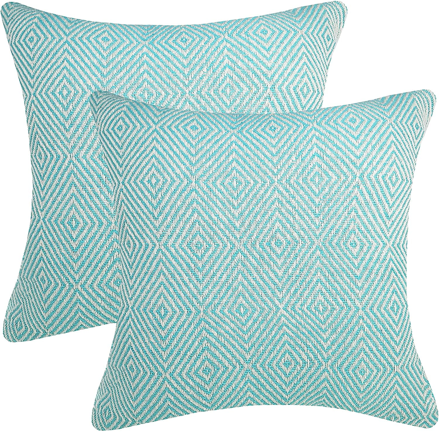 Heavenera Set of 2 Cotton Woven Throw Pillow Covers Diamond Farmhouse