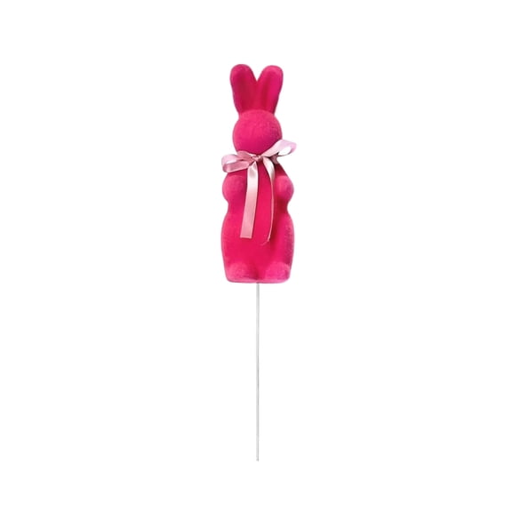Easter Decorations Flocked Bunny Figurines with Bow Tie Flocking Rabbit Decoration for Easter Centerpieces for For Gardens And Patios (Hot Pink, One Size)