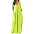 thumbnail image 1 of Summer Maxi Dress For Women Clothing 2022 Fashion Solid Color Sexy Deep V-neck Short Sleeve Casual Dress High Waist Pocket RobeXXXL Gao Jinjia LED, 1 of 2