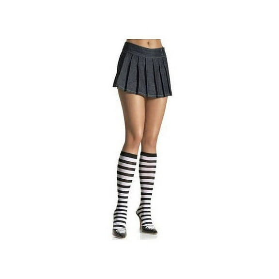 Stripe Knee High, Black/White, One Size