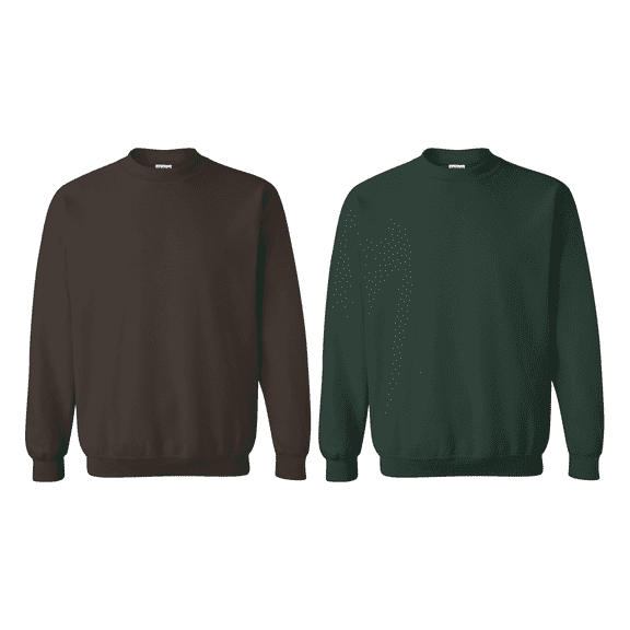 Gildan Men’s Fleece Crew Sweatshirt, Heavy Blend Long Sleeve, Forest and Dark Chocolate, 2-Pack, S