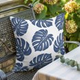 thumbnail image 3 of Throw Pillow Covers 16x16 Inch, Navy Blue Monstera Leaf Decorative Pillow Cases for Couch Sofa Bed, Summer Tropical Plant Botanical Boho Cotton Linen Square Home Decor Pillowcases with Hidden Zipper, 3 of 9