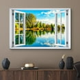 thumbnail image 2 of wall26 Canvas Print Wall Art Window View Forest Cloudy Blue Sky Lake Reflection Wilderness Nature Photography Realism Scenic Landscape Colorful Multicolor for Living Room, Bedroom, Office - 32"x, 2 of 5