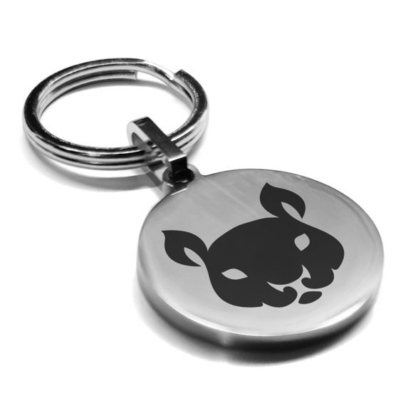 Stainless Steel Year of the Rat Zodiac Round Medallion Keychain Circle Ring