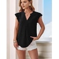 thumbnail image 4 of Womens Blouse V Neck Ruffle Sleeve Flowy Shirts Dressy Casual Cute Summer Tops Black M, 4 of 9
