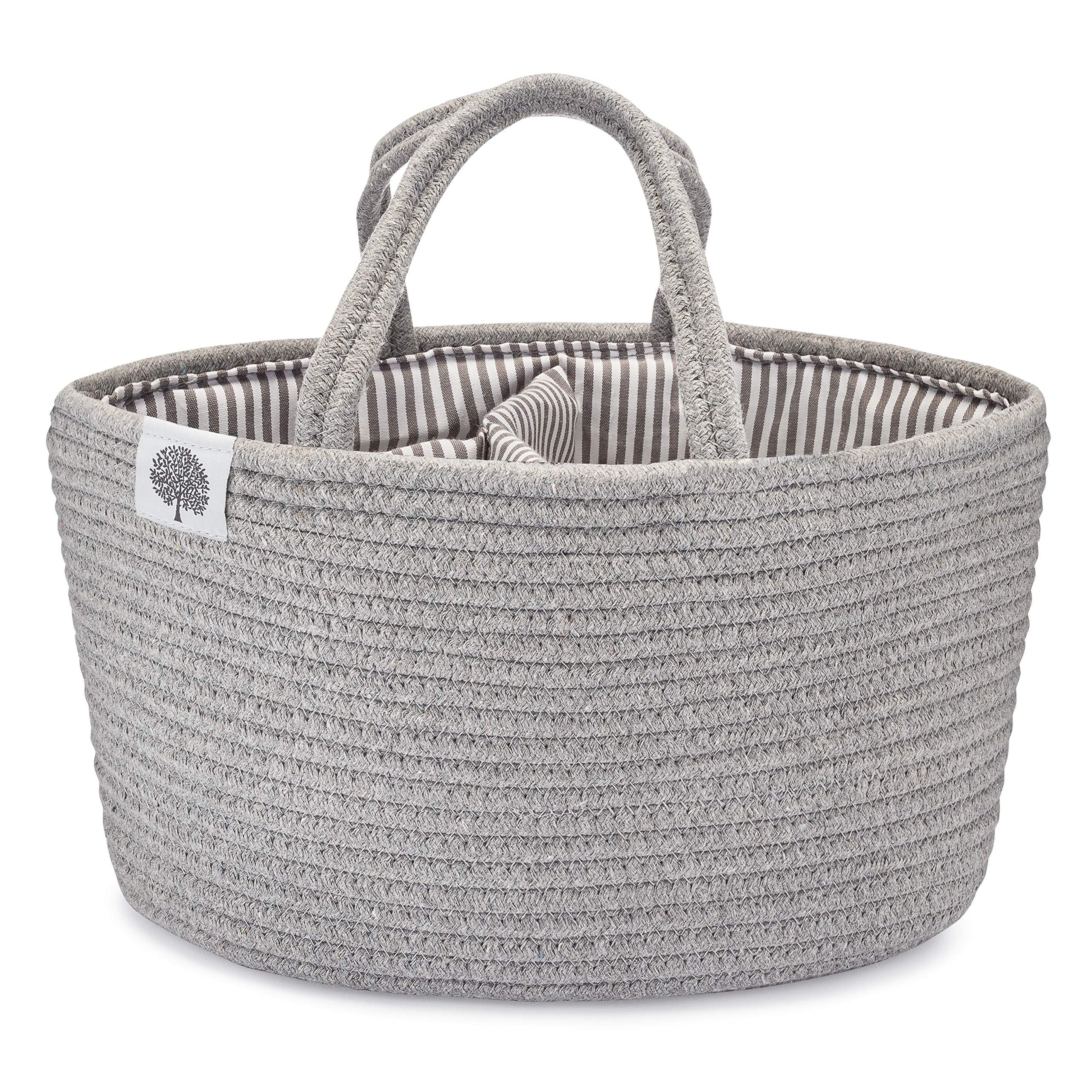 Parker Baby Rope Diaper Caddy Organizer - Nursery Storage Bin and Car