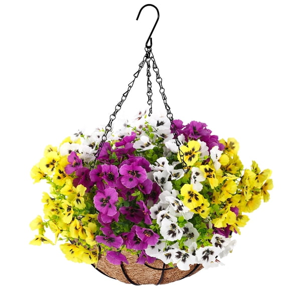 12 Bundles Artificial Pansy Flowers, Sunproof Faux Plastic Bouquet, Realistic Vivid Blooms, Spring Floral Arrangement for Home, Garden, Wedding, Outdoor Planter Decor