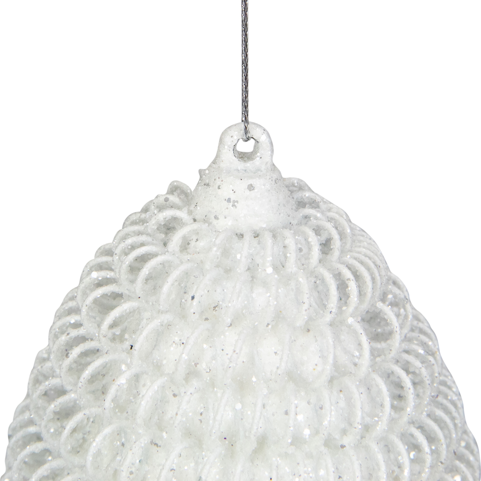 Northlight 5.5" White Glitter Spiral Coiled Wire Finial Christmas Ornament