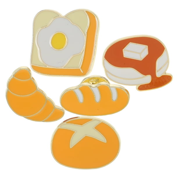 Juego de 5 adorables broches esmaltados con forma de pan y sándwich, con forma de croissant, para mochilas, chaquetas y bolsos