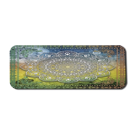Ethnic Computer Mouse Pad  Mystic Mandala Culture Karma Calmness and Harmony Boho Design  Rectangle Non-Slip Rubber Mousepad Large  31  x 12  Gaming Size  Multicolor  by Ambesonne