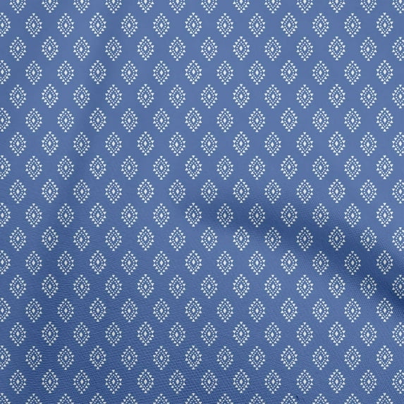 oneOone Velvet Blue Fabric Tribal Sewing Material Print Fabric By The Yard 58 Inch Wide