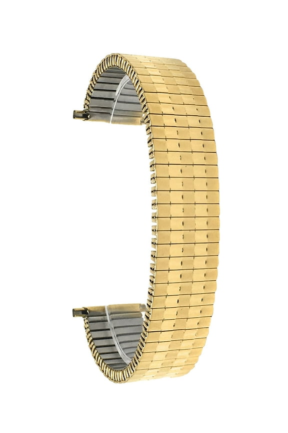 18mm Gold Tone Stainless Steel Stretch Watch Strap for Men, Straight End, Metal Expansion Watch Band, No Buckle