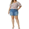 thumbnail image 2 of Agnes Orinda Women's Plus Size Floral Tops V Neck Ruffle Short Sleeve Casual Summer Blouses 2X Green, 2 of 6